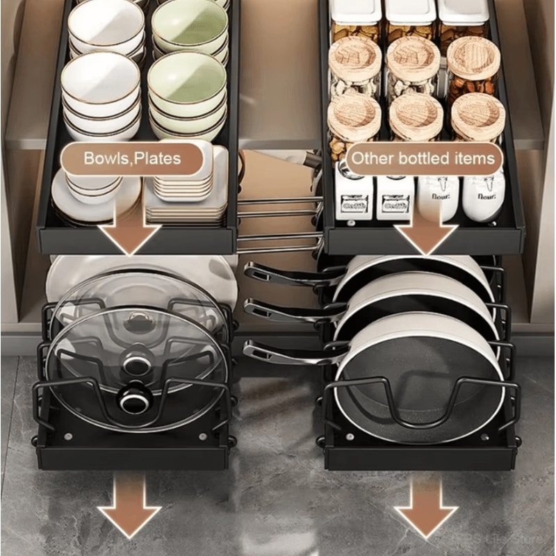 SlidePro Multifunction Pull Out Kitchen Organizer Pull Out Cabinet Organizer Pot Lid Rack Spice Rac 1