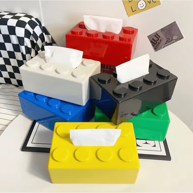 BlockPop Cartoon Tissue Storage Box Cartoon Tissue Box Building Block Tissue Box Decorative Tissue 0
