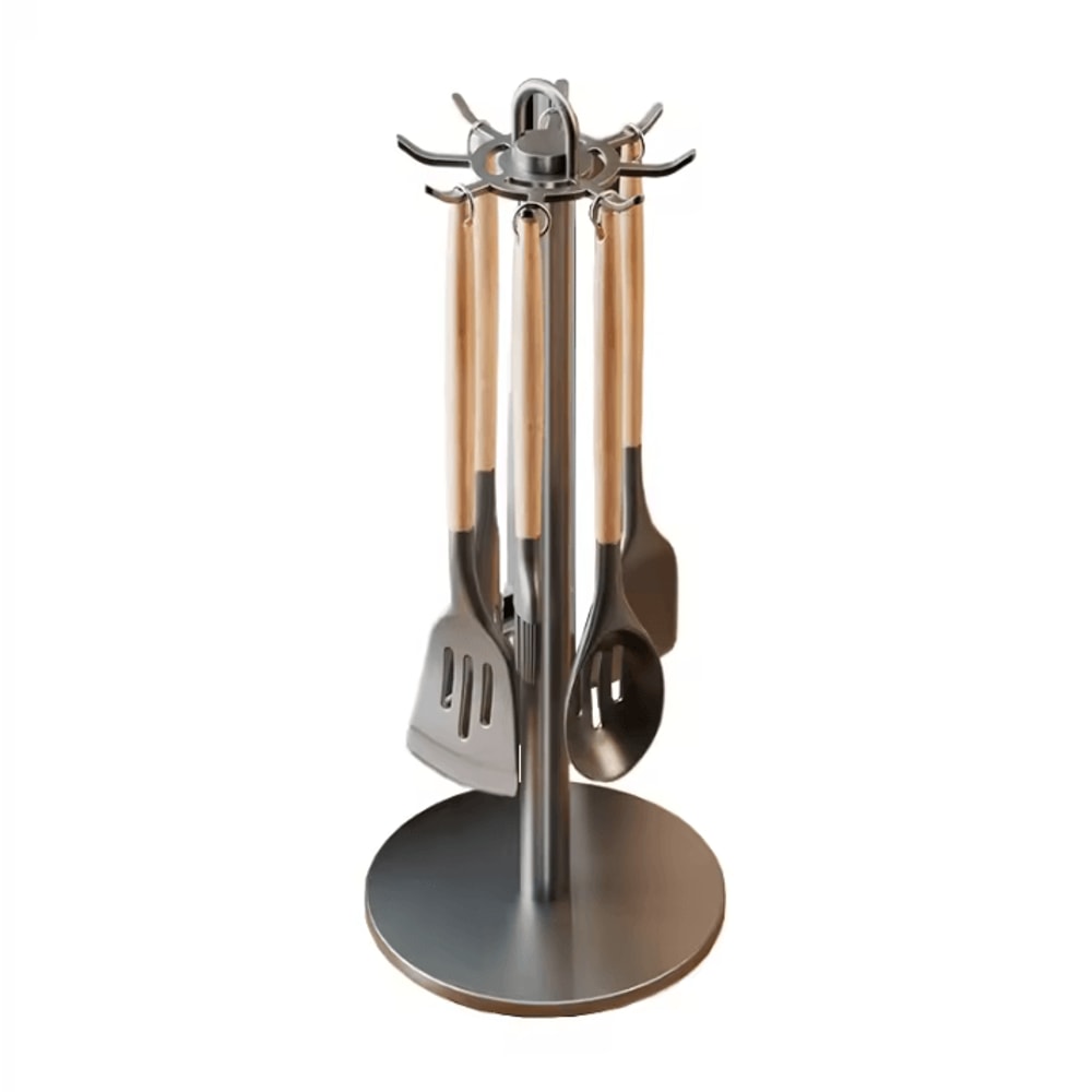 RotateRack Kitchen Utensil Stand Rotating Utensil Holder Kitchen Utensil Organizer With Hooks 4