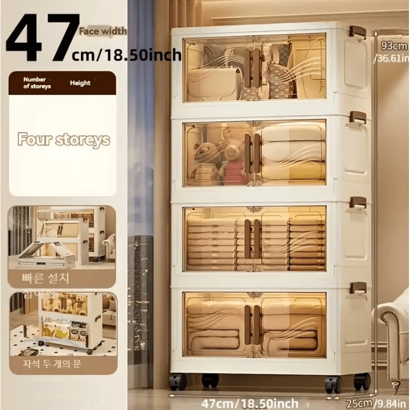 FlexiStore Foldable Storage Box With Clear Door Collapsible Storage Box Stackable Storage Organizer 4