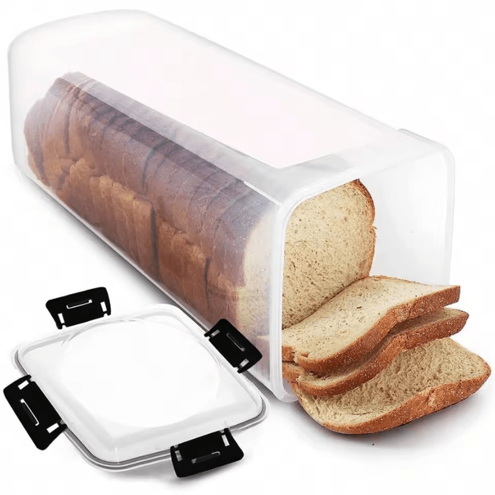 FreshKeep Airtight Bread Storage Container Airtight Bread Box Clear Bread Loaf Container Tall Bread 0