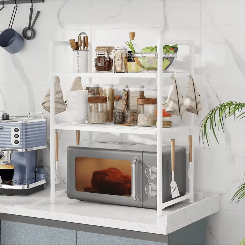 SpaceLift Microwave Oven Storage Rack Microwave Storage Rack Kitchen Counter Organizer Space Saving 1
