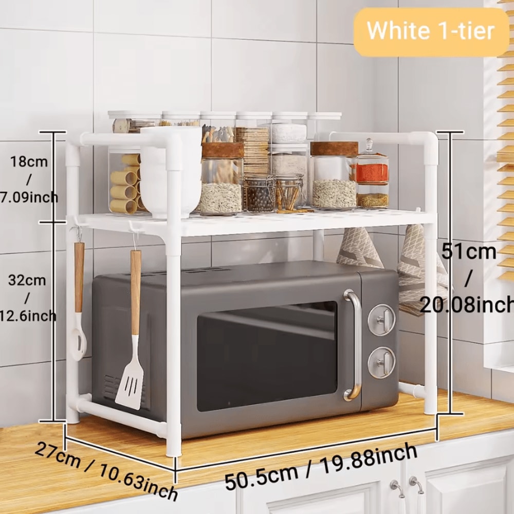 SpaceLift Microwave Oven Storage Rack Microwave Storage Rack Kitchen Counter Organizer Space Saving 2