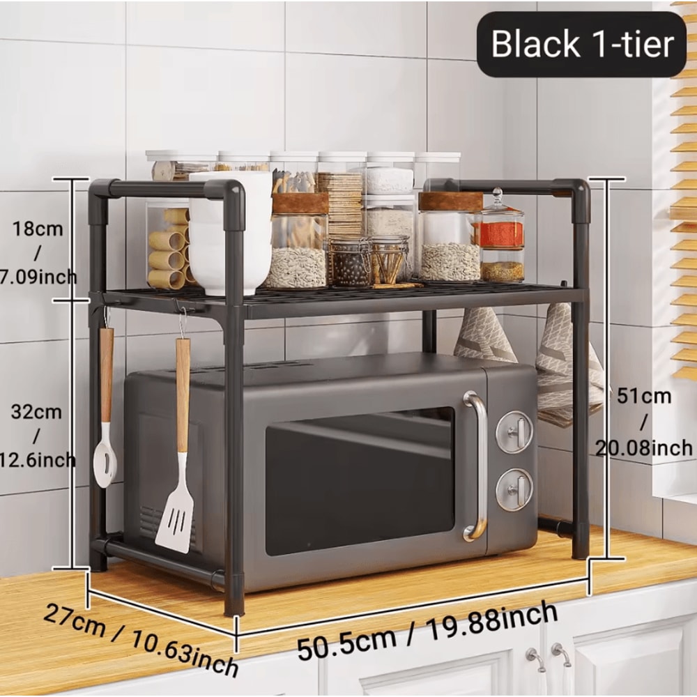 SpaceLift Microwave Oven Storage Rack Microwave Storage Rack Kitchen Counter Organizer Space Saving 3