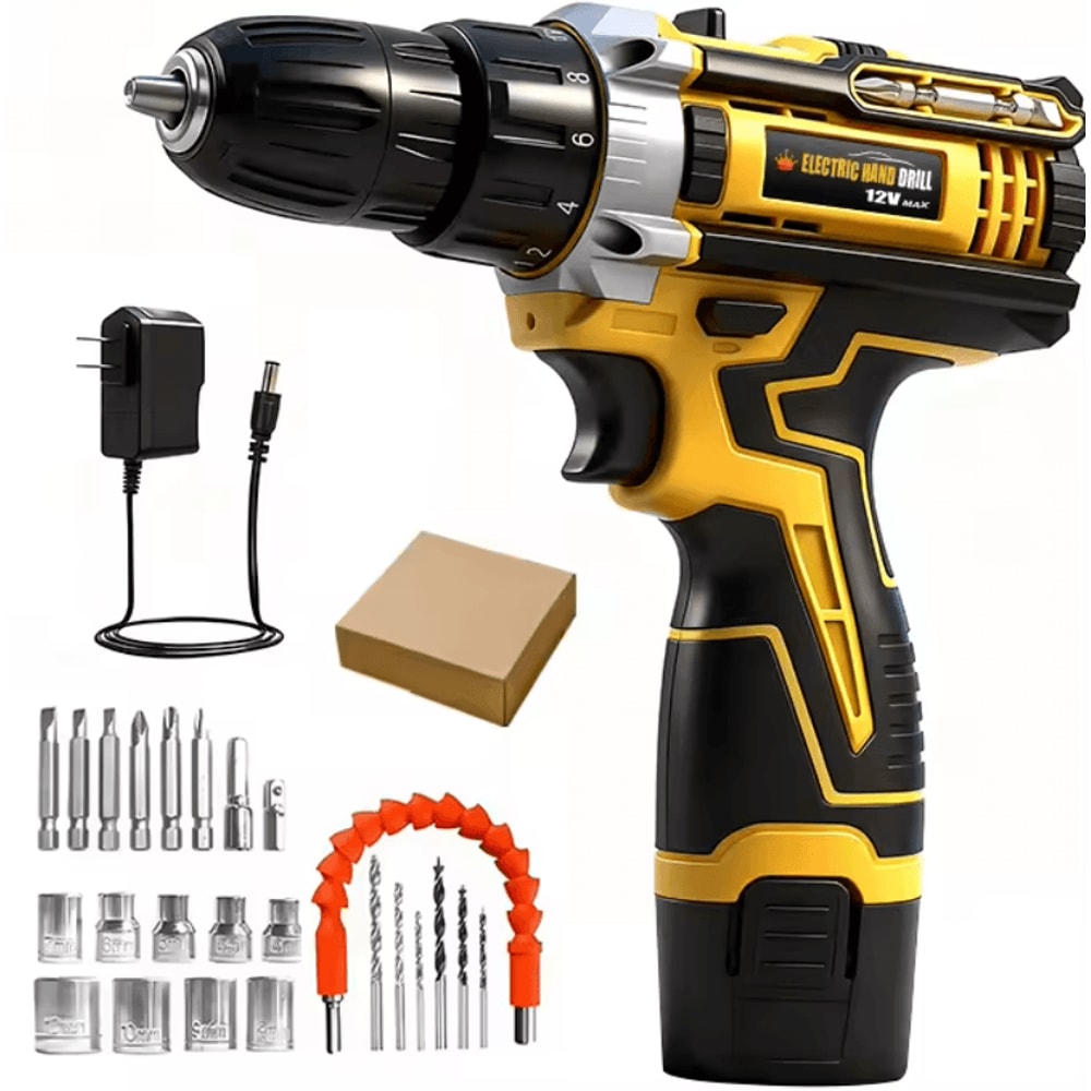 AllinOne Cordless Electric Drill Screwdriver Combo Kit Lithium Power DIY Tool Set 1