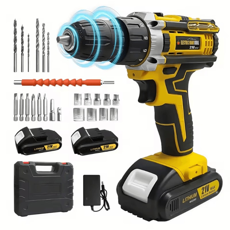 AllinOne Cordless Electric Drill Screwdriver Combo Kit Lithium Power DIY Tool Set 2