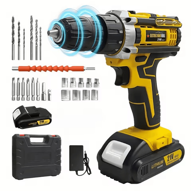AllinOne Cordless Electric Drill Screwdriver Combo Kit Lithium Power DIY Tool Set 3