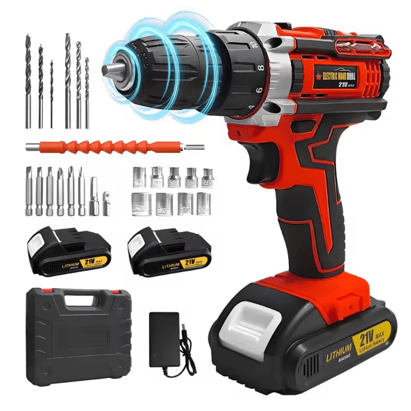 AllinOne Cordless Electric Drill Screwdriver Combo Kit Lithium Power DIY Tool Set 4
