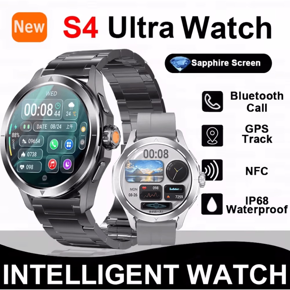 S4 Ultra AMOLED GPS NFC Outdoor Smartwatch With Bluetooth Call Compass 0