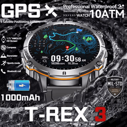 t-rex 3 military amoled gps smartwatch with 10atm waterproof & bluetooth call