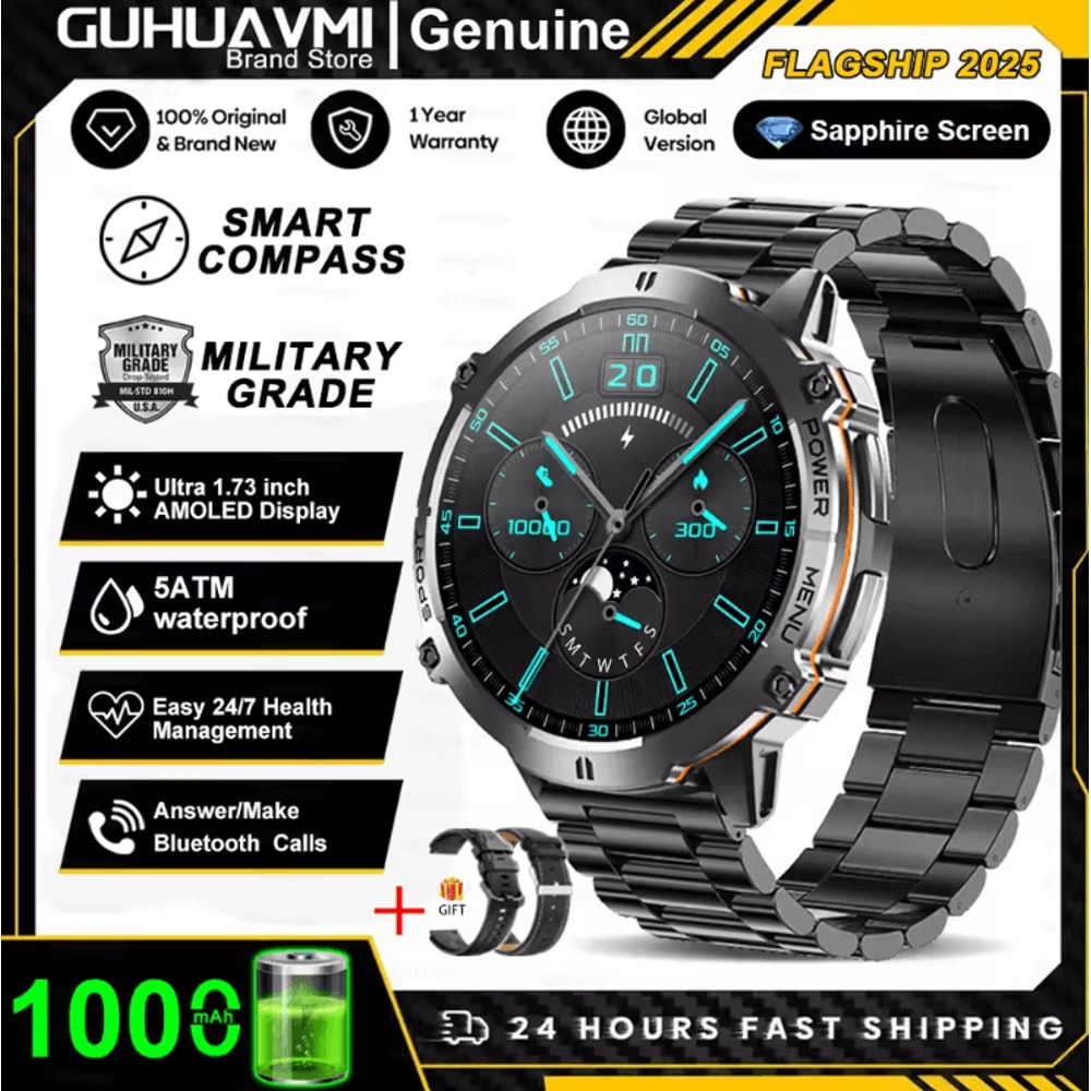 TRex 3 Military AMOLED GPS Smartwatch With 10ATM Waterproof Bluetooth Call 9