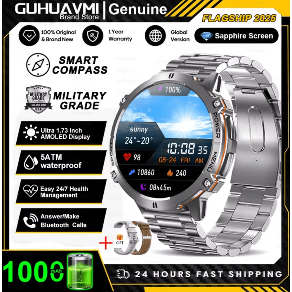 TRex 3 Military AMOLED GPS Smartwatch With 10ATM Waterproof Bluetooth Call 10