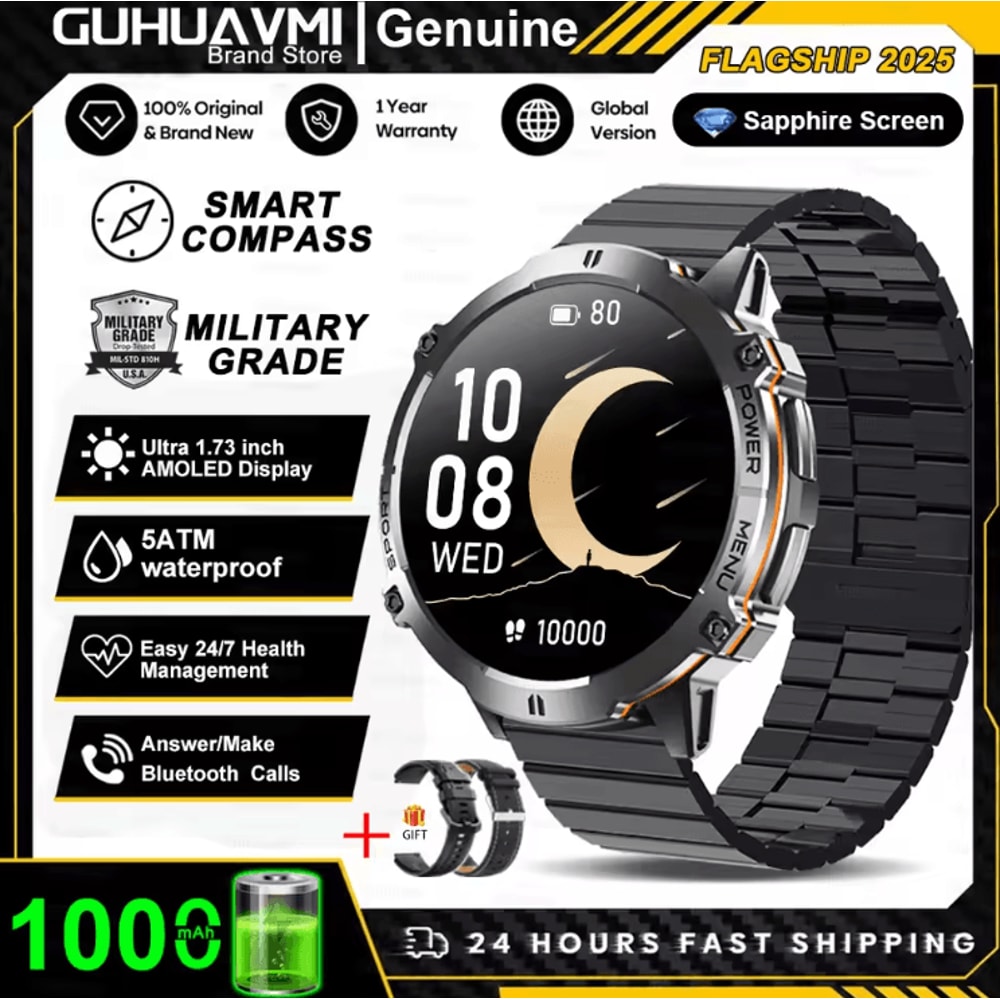 TRex 3 Military AMOLED GPS Smartwatch With 10ATM Waterproof Bluetooth Call 11