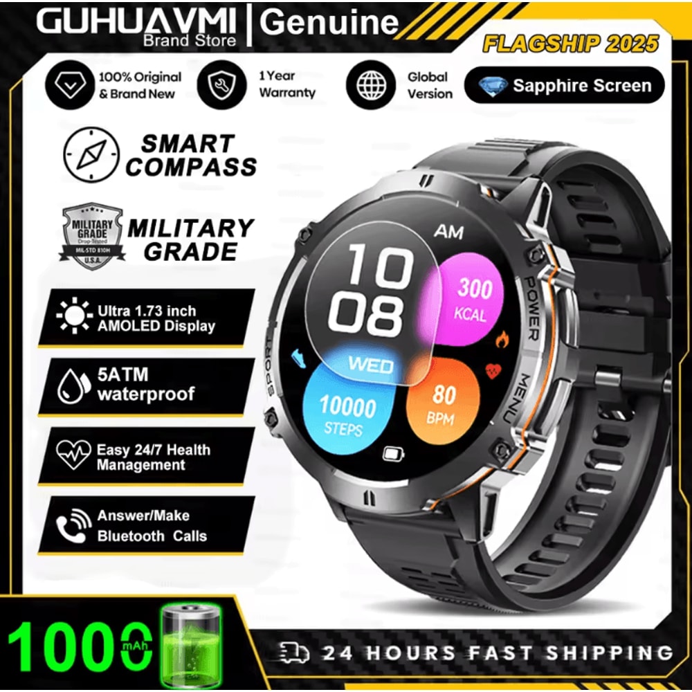 TRex 3 Military AMOLED GPS Smartwatch With 10ATM Waterproof Bluetooth Call 2