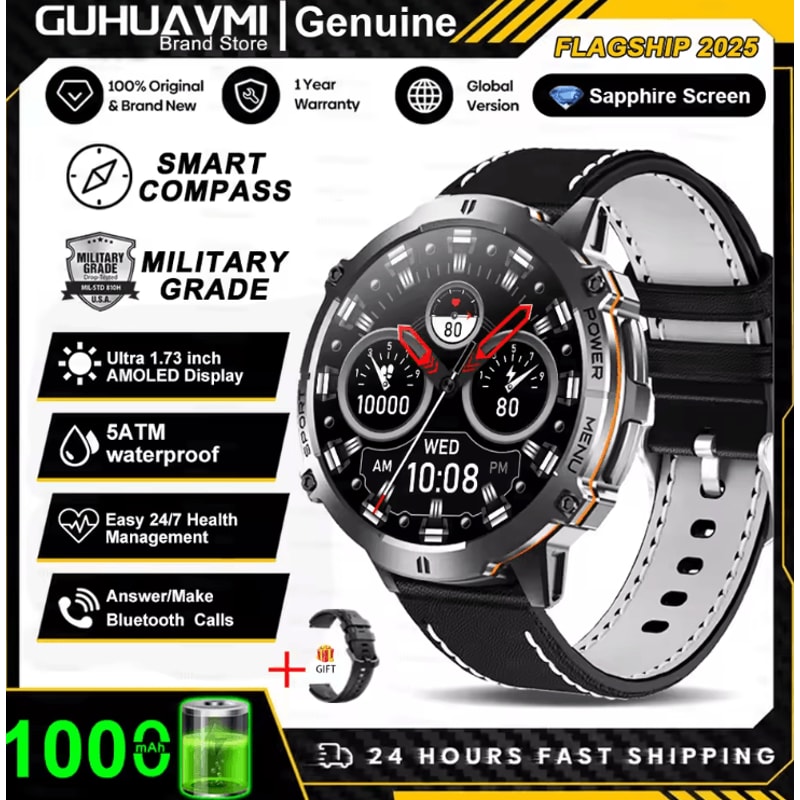 TRex 3 Military AMOLED GPS Smartwatch With 10ATM Waterproof Bluetooth Call 4