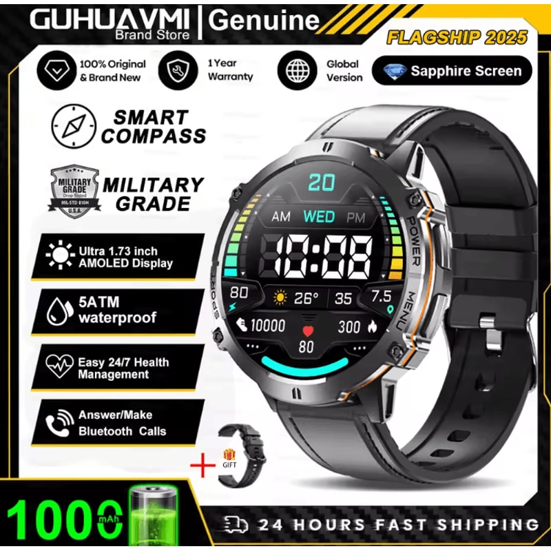 TRex 3 Military AMOLED GPS Smartwatch With 10ATM Waterproof Bluetooth Call 5