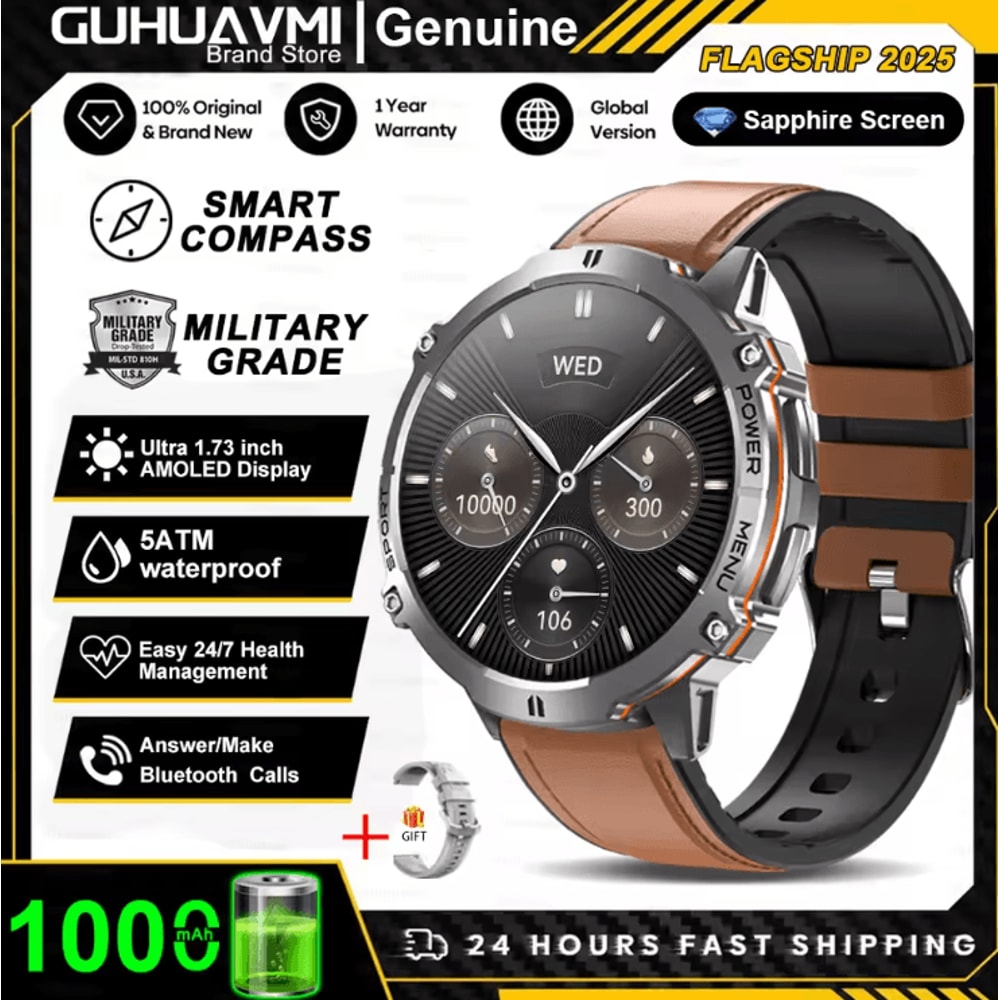 TRex 3 Military AMOLED GPS Smartwatch With 10ATM Waterproof Bluetooth Call 6