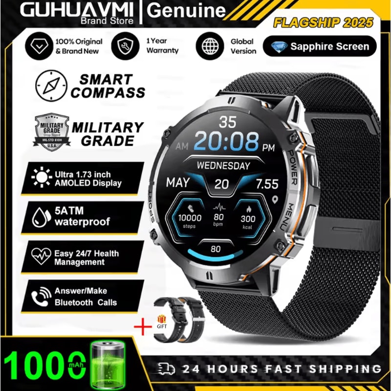 TRex 3 Military AMOLED GPS Smartwatch With 10ATM Waterproof Bluetooth Call 7