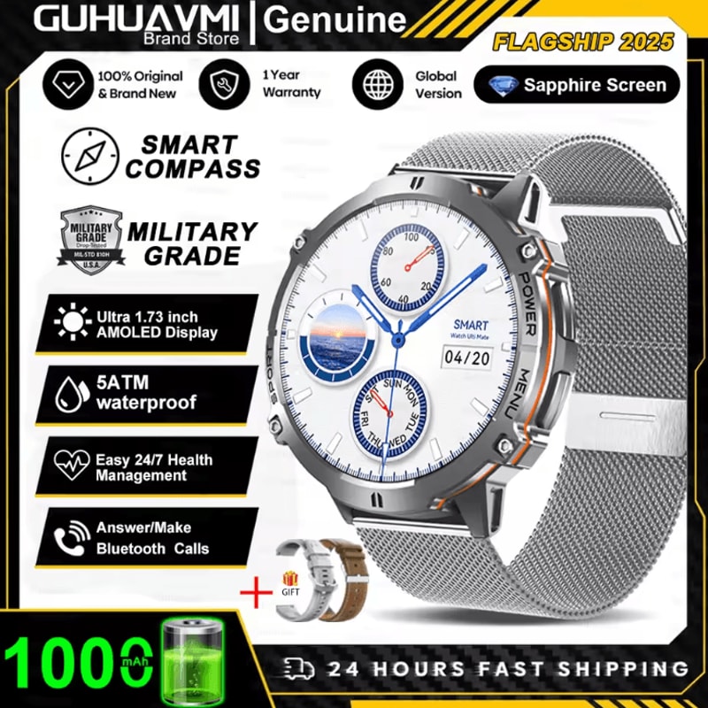 TRex 3 Military AMOLED GPS Smartwatch With 10ATM Waterproof Bluetooth Call 8