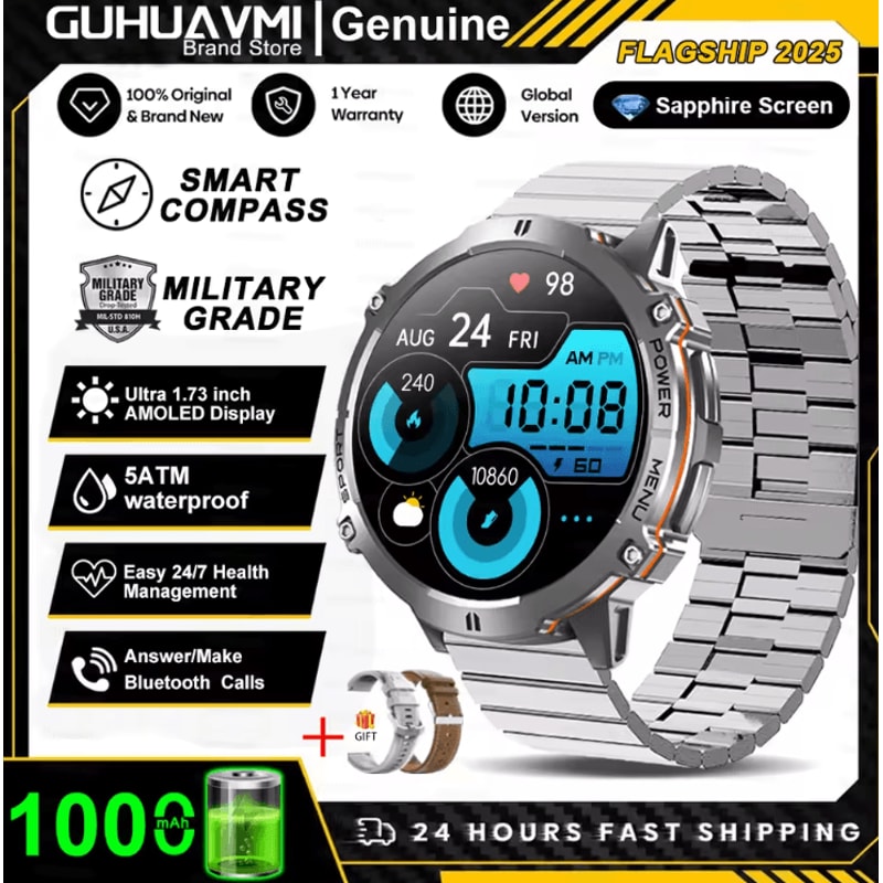 TRex 3 Military AMOLED GPS Smartwatch With 10ATM Waterproof Bluetooth Call 12