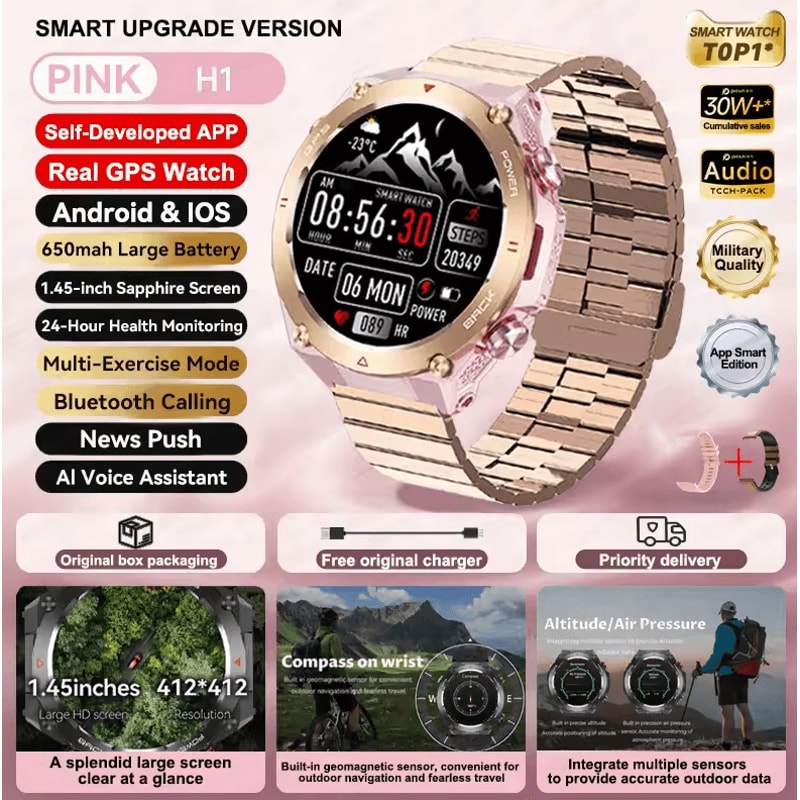 XiaomiStyle GPS Sports Smartwatch With Bluetooth Call 650mAh Long Battery 9