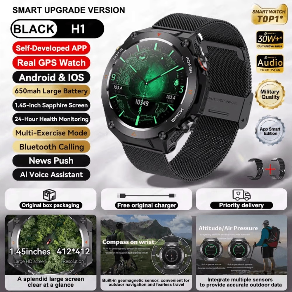 XiaomiStyle GPS Sports Smartwatch With Bluetooth Call 650mAh Long Battery 5