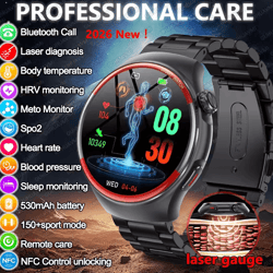 laser health monitoring smartwatch with blood pressure tracker & bluetooth call