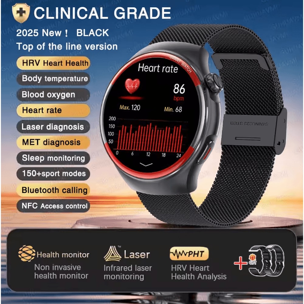 Laser Health Monitoring Smartwatch With Blood Pressure Tracker Bluetooth Call 6