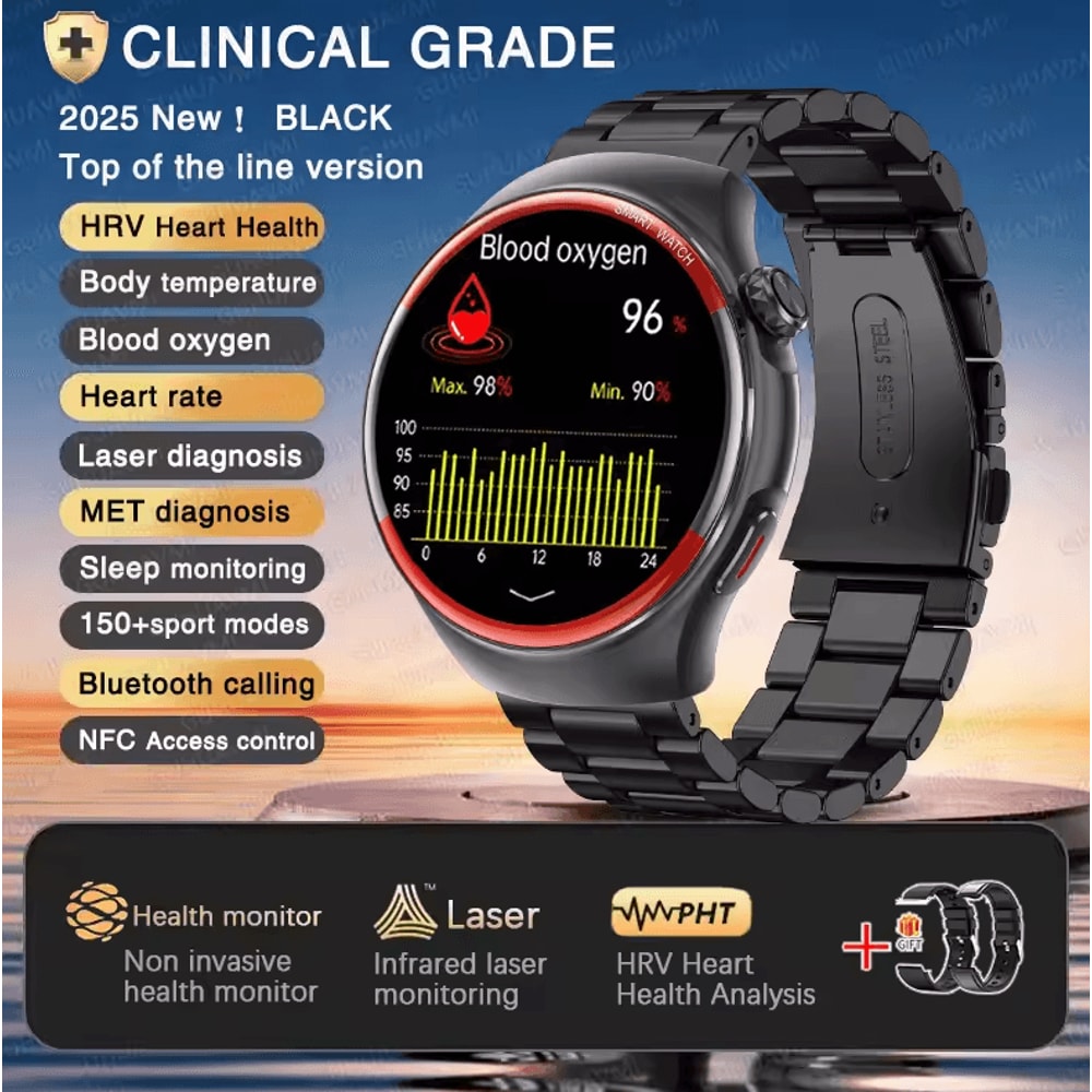 Laser Health Monitoring Smartwatch With Blood Pressure Tracker Bluetooth Call 7