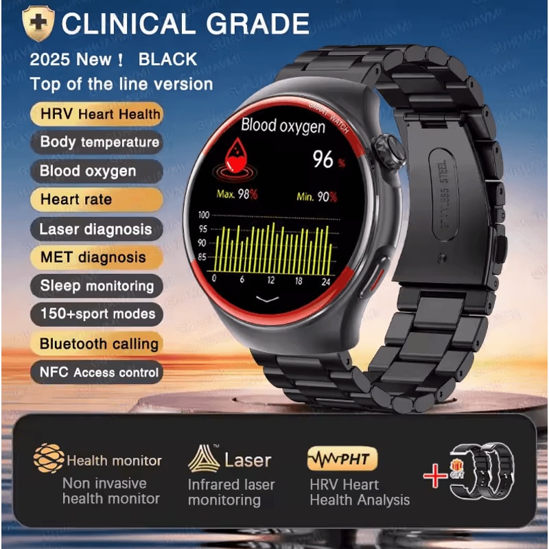 Laser Health Monitoring Smartwatch With Blood Pressure Tracker Bluetooth Call 7