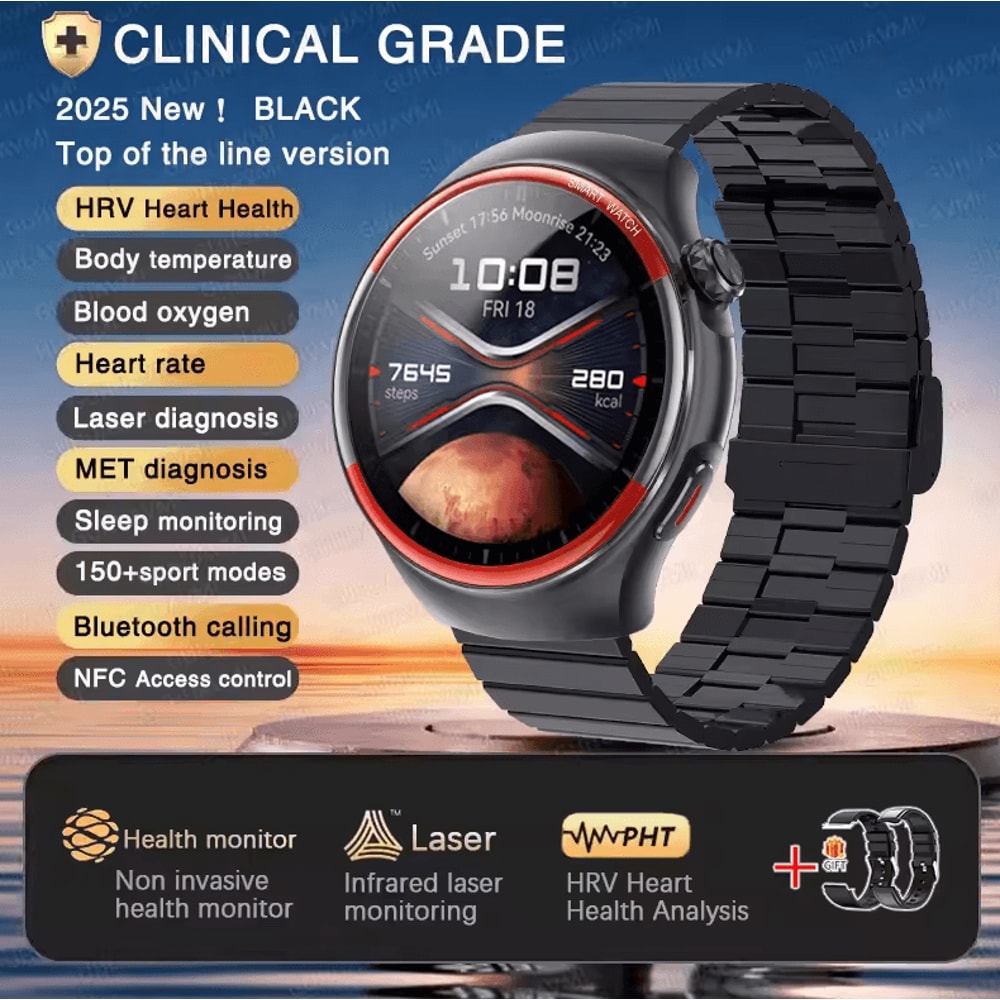 Laser Health Monitoring Smartwatch With Blood Pressure Tracker Bluetooth Call 8