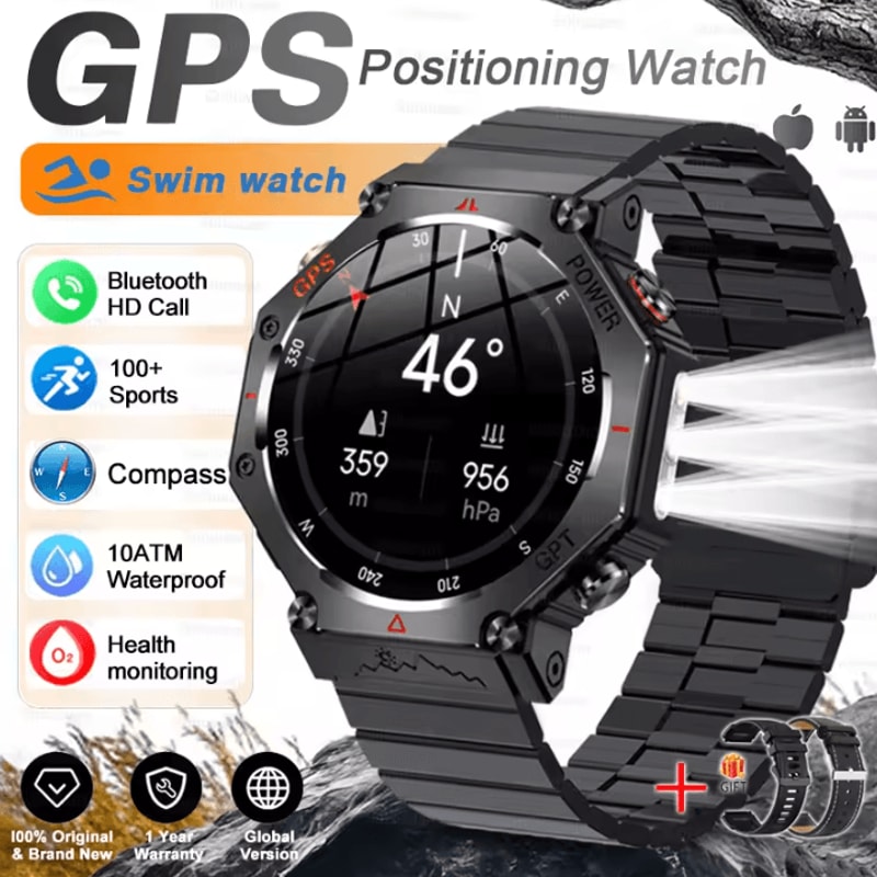 TRex 3 Ultra Military AMOLED GPS Smartwatch With 10ATM Waterproof Bluetooth Call 13