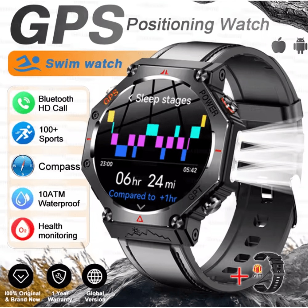 TRex 3 Ultra Military AMOLED GPS Smartwatch With 10ATM Waterproof Bluetooth Call 7