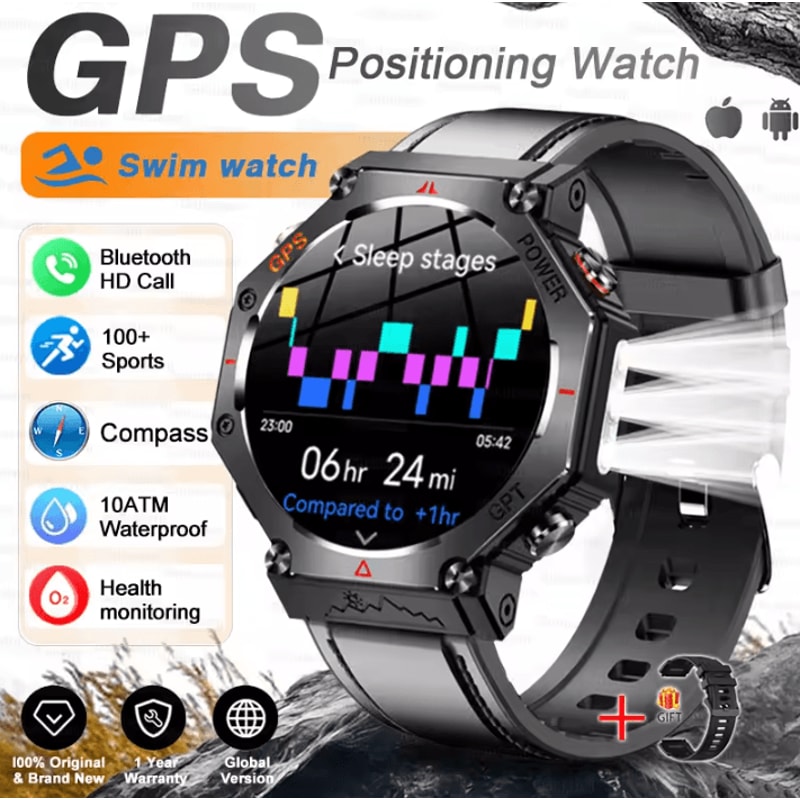 TRex 3 Ultra Military AMOLED GPS Smartwatch With 10ATM Waterproof Bluetooth Call 7