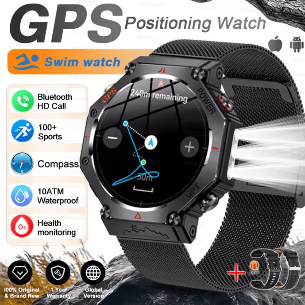 TRex 3 Ultra Military AMOLED GPS Smartwatch With 10ATM Waterproof Bluetooth Call 9