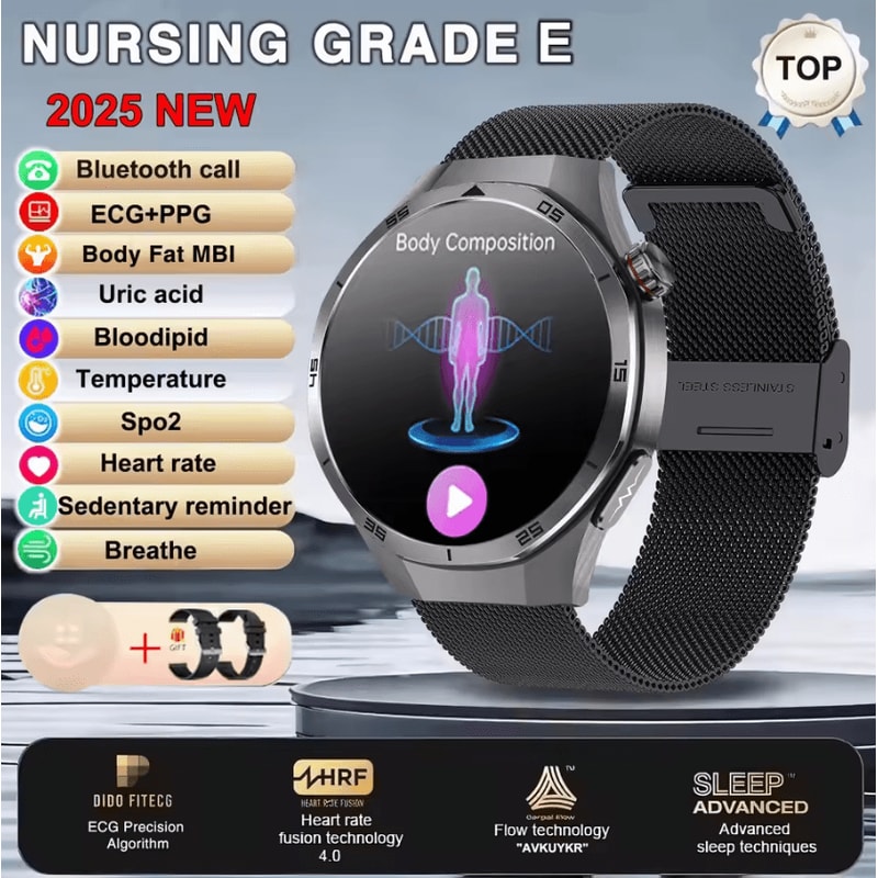 AI ECG PPG Health Smartwatch With Uric Acid Blood Lipids Bluetooth Call 6