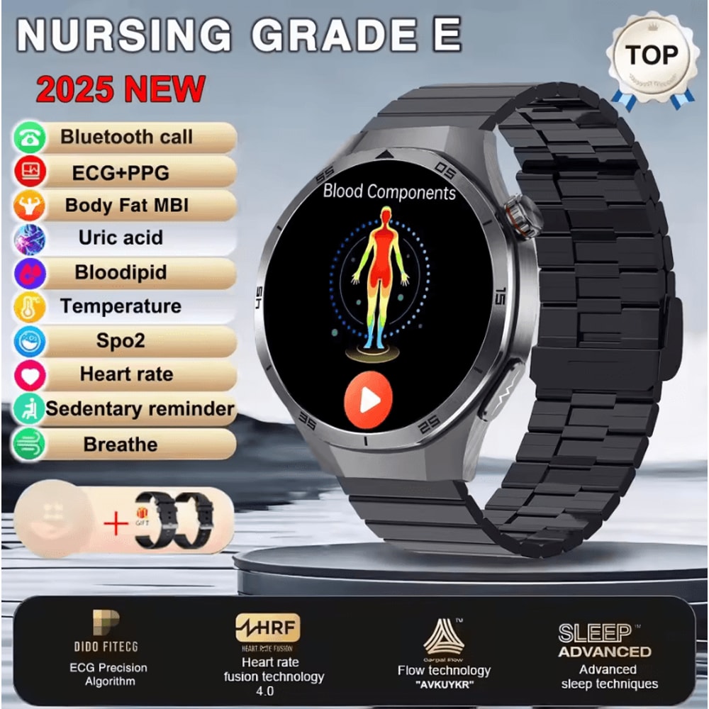 AI ECG PPG Health Smartwatch With Uric Acid Blood Lipids Bluetooth Call 8