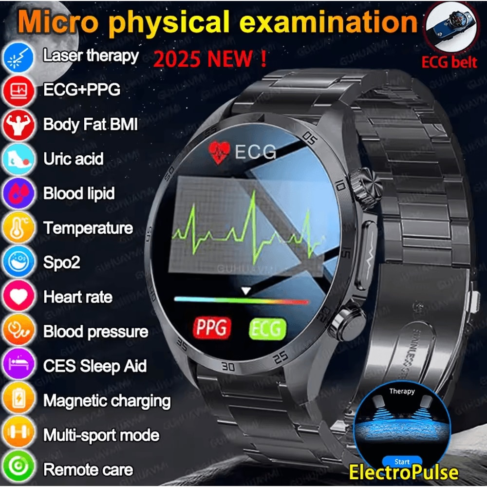 Advanced AI Health Smartwatch With ECG PPG Uric Acid Blood Lipid Monitoring 0
