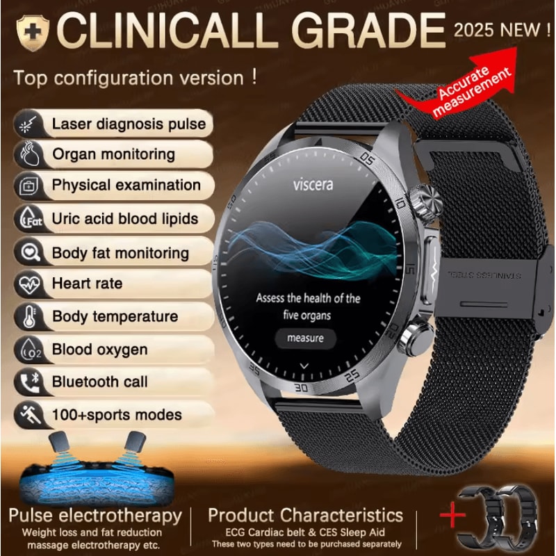 Advanced AI Health Smartwatch With ECG PPG Uric Acid Blood Lipid Monitoring 6