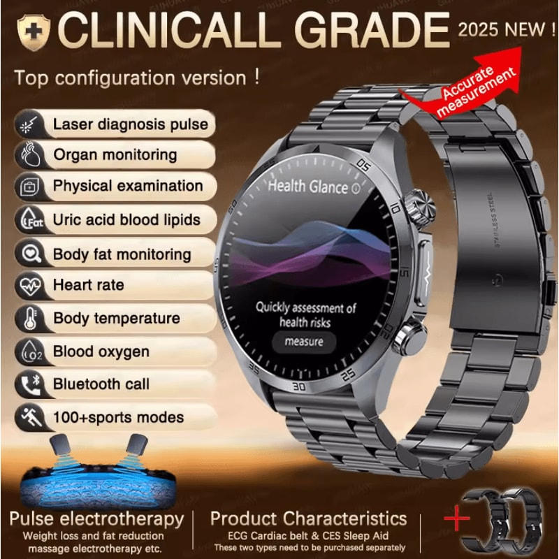 Advanced AI Health Smartwatch With ECG PPG Uric Acid Blood Lipid Monitoring 7