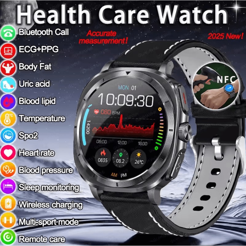 AI Laser Health Smartwatch With ECG PPG Uric Acid Blood Lipid Analysis 0