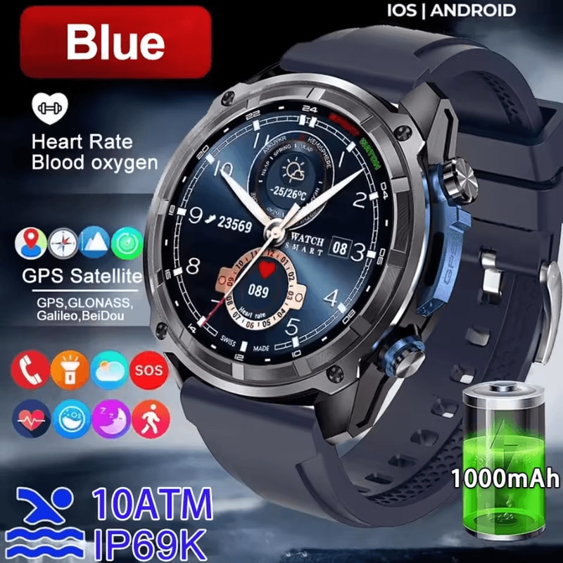 Military Offline Map GPS Smartwatch With 4GB Storage 1000mAh Battery 1