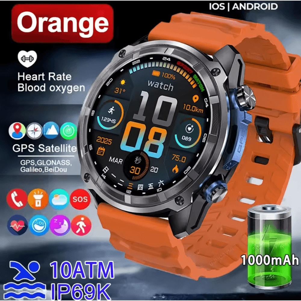 Military Offline Map GPS Smartwatch With 4GB Storage 1000mAh Battery 3
