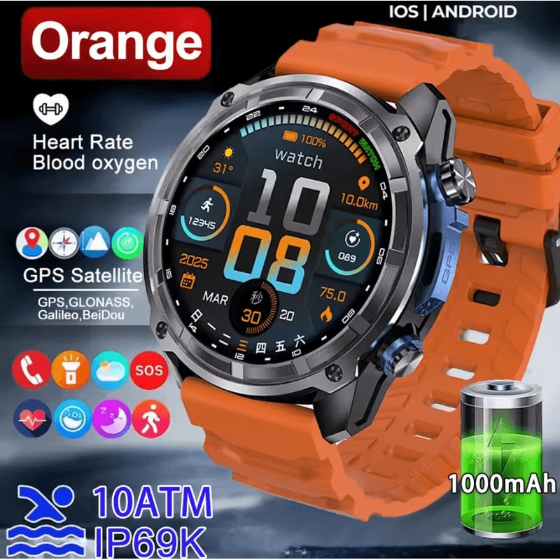 Military Offline Map GPS Smartwatch With 4GB Storage 1000mAh Battery 3