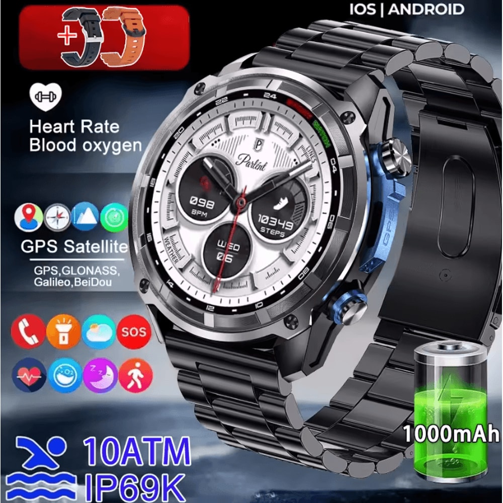 Military Offline Map GPS Smartwatch With 4GB Storage 1000mAh Battery 5