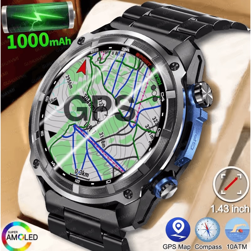 TRex 3 Pro Military GPS Smartwatch With Offline Maps 4GB Storage 1000mAh Battery 0