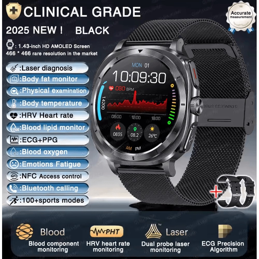 VitalTrack Pro ECG Smartwatch With Blood Pressure Body Health Monitoring 6