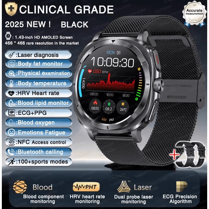 VitalTrack Pro ECG Smartwatch With Blood Pressure Body Health Monitoring 6