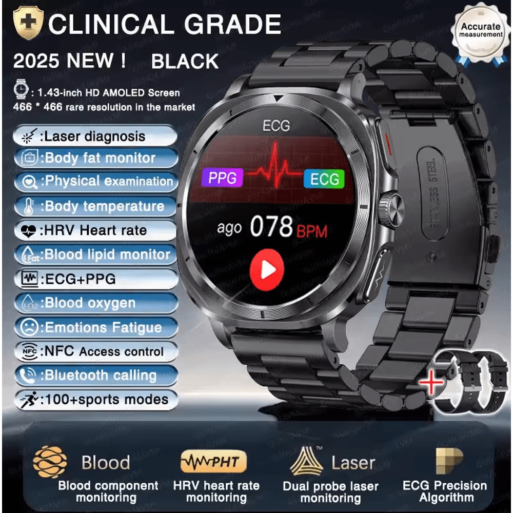 VitalTrack Pro ECG Smartwatch With Blood Pressure Body Health Monitoring 7