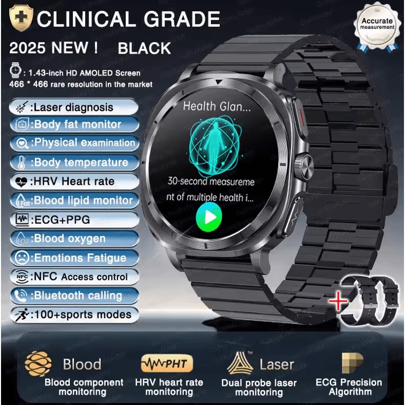 VitalTrack Pro ECG Smartwatch With Blood Pressure Body Health Monitoring 8